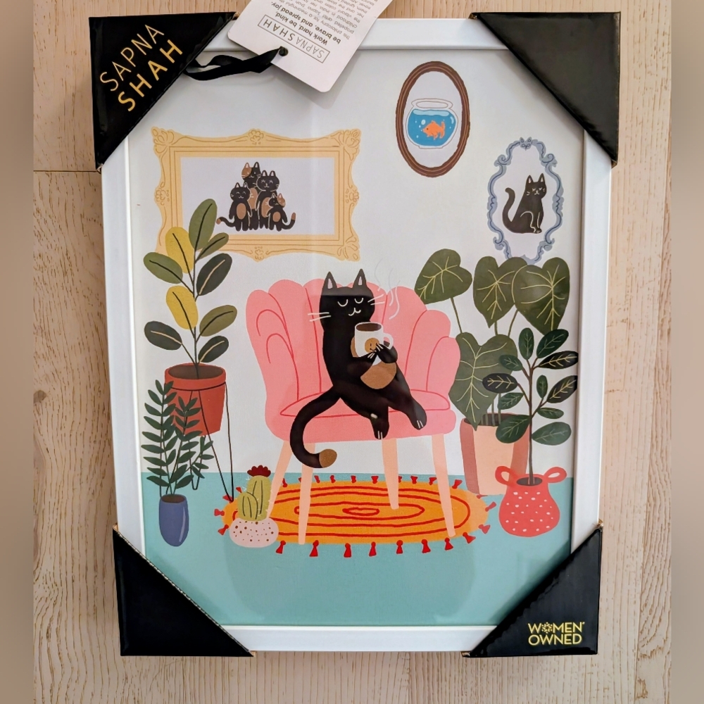 Sapna Shah Framed Cat Art Print